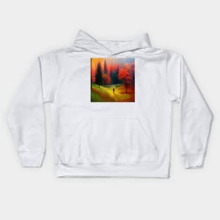 Re imagine psychedelic autumn forest, Kids Hoodie